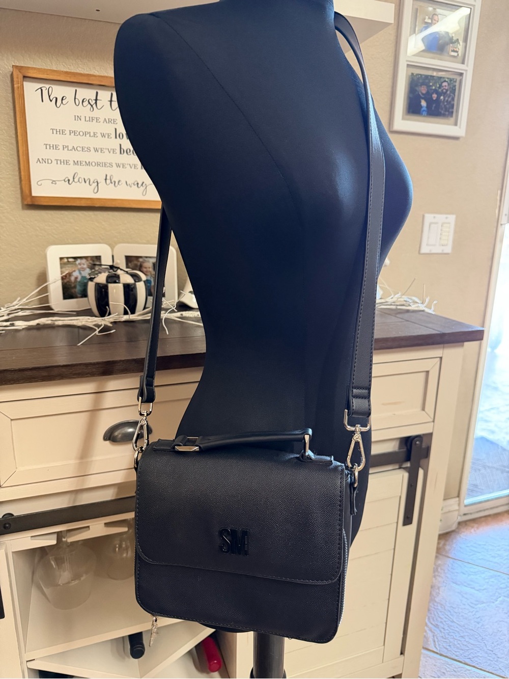 Steve Madden Black Crossbody Bag with Silver Hardware